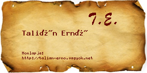Talián Ernő névjegykártya